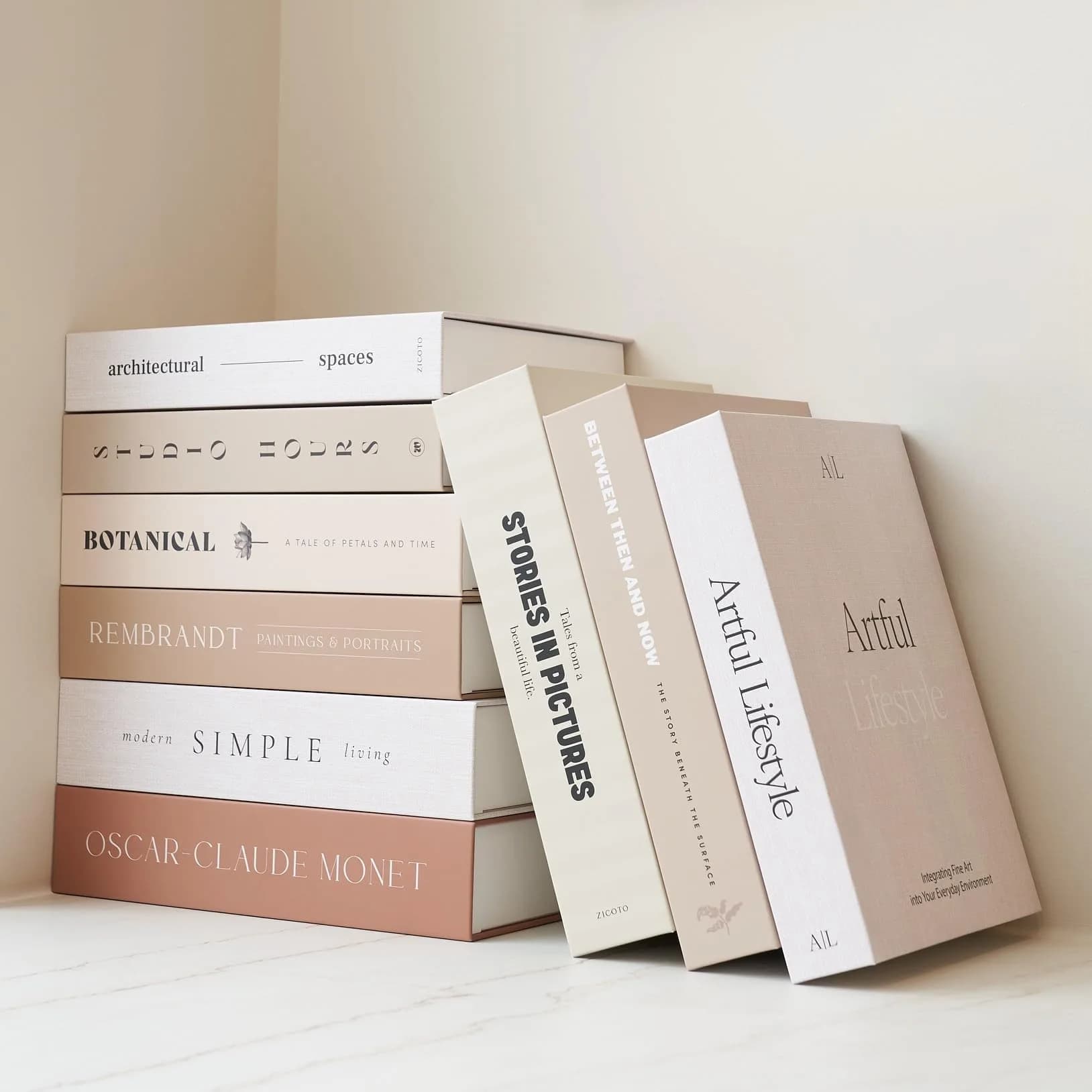 ZICOTO Decorative Books Set of 9 | 24cm (9.37in) Length | Faux Books for Coffee Table Decor