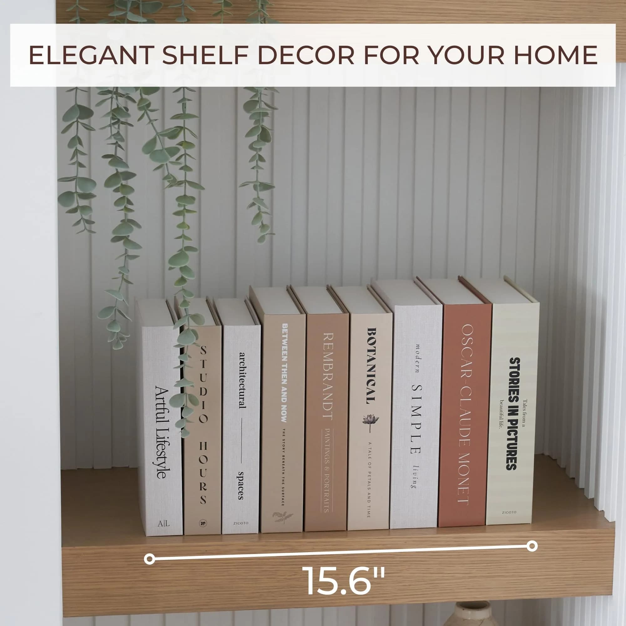 ZICOTO Decorative Books Set of 9 | 24cm (9.37in) Length | Faux Books for Coffee Table Decor - view 7