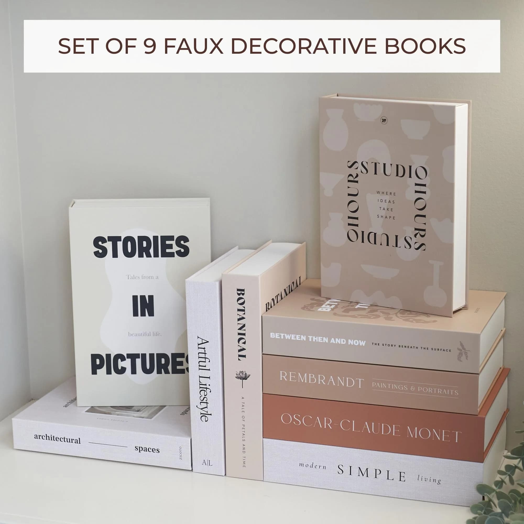 ZICOTO Decorative Books Set of 9 | 24cm (9.37in) Length | Faux Books for Coffee Table Decor - view 3