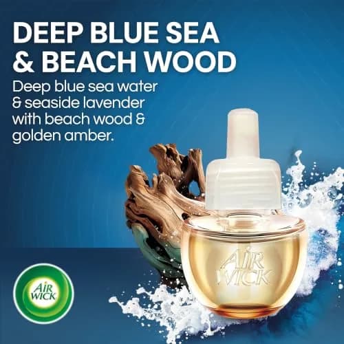 Air Wick Plug In Refills Deep Blue Sea & Beach Wood 4 ct (2.69 Fl Oz Total) | Concentrated Formula Area Deodorizer thumbnail 2