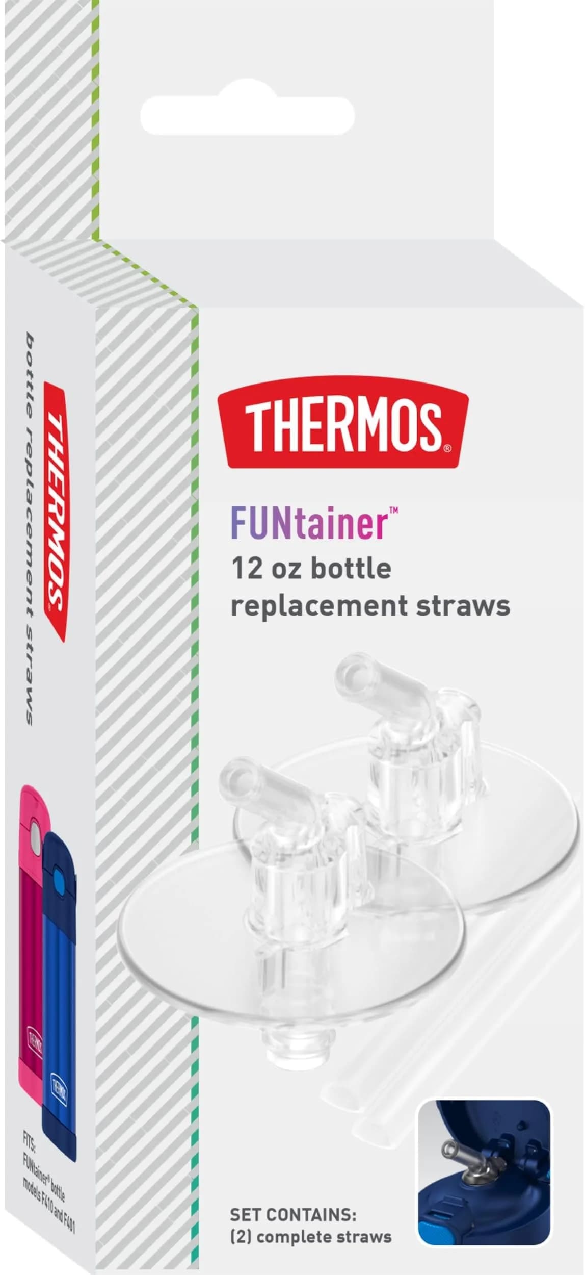 Thermos Replacement Straws for Funtainer Bottles, Clear, 12 Count (6 Packs) | USA Import
