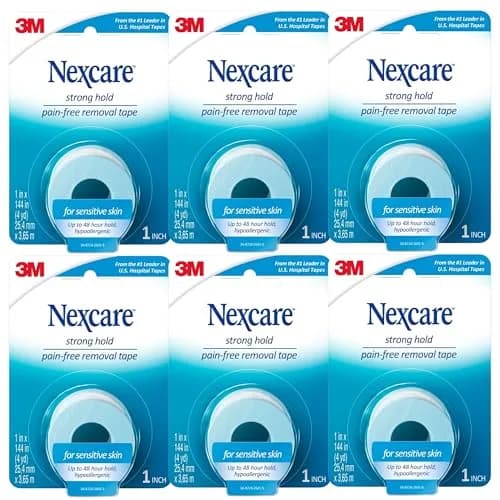 Nexcare Sensitive Skin Low Trauma Medical Tape 1 x 144 in (12 Rolls) | Hypoallergenic & Latex-Free for Fragile Skin thumbnail 1