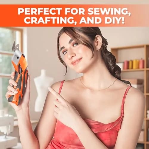 Pink Power HG2043 Electric Fabric Scissors 3.6V | Cordless Cutting Tool with 2 Blades & Charger (Orange) thumbnail 6