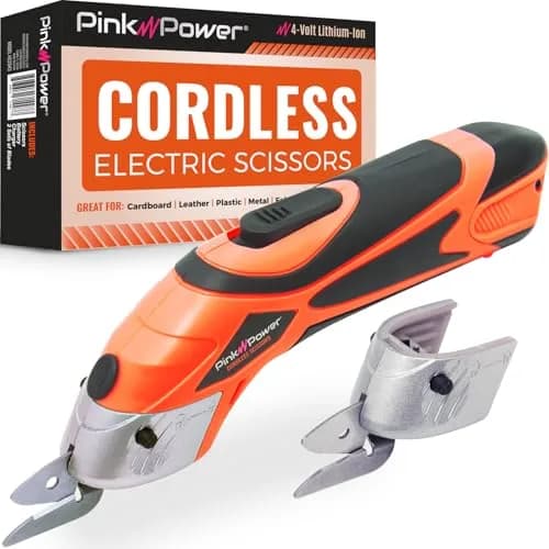 Pink Power HG2043 Electric Fabric Scissors 3.6V | Cordless Cutting Tool with 2 Blades & Charger (Orange) thumbnail 1