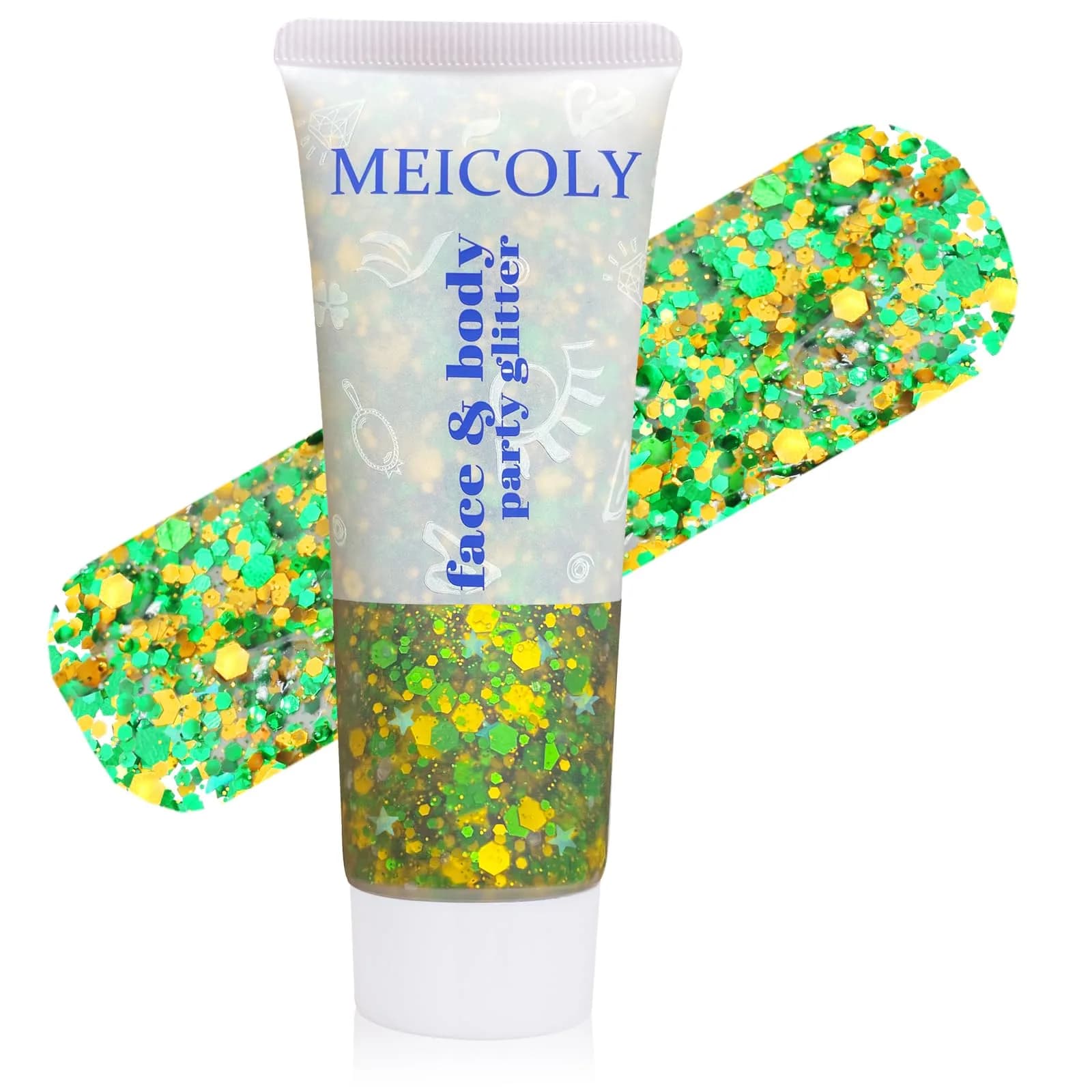 MEICOLY Green and Gold Body Glitter | 50ml (1.76 OZ) Sparkle for Festivals - main product image