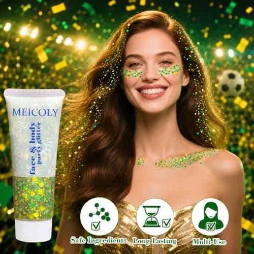 MEICOLY Green and Gold Body Glitter | 50ml (1.76 OZ) Sparkle for Festivals thumbnail 5