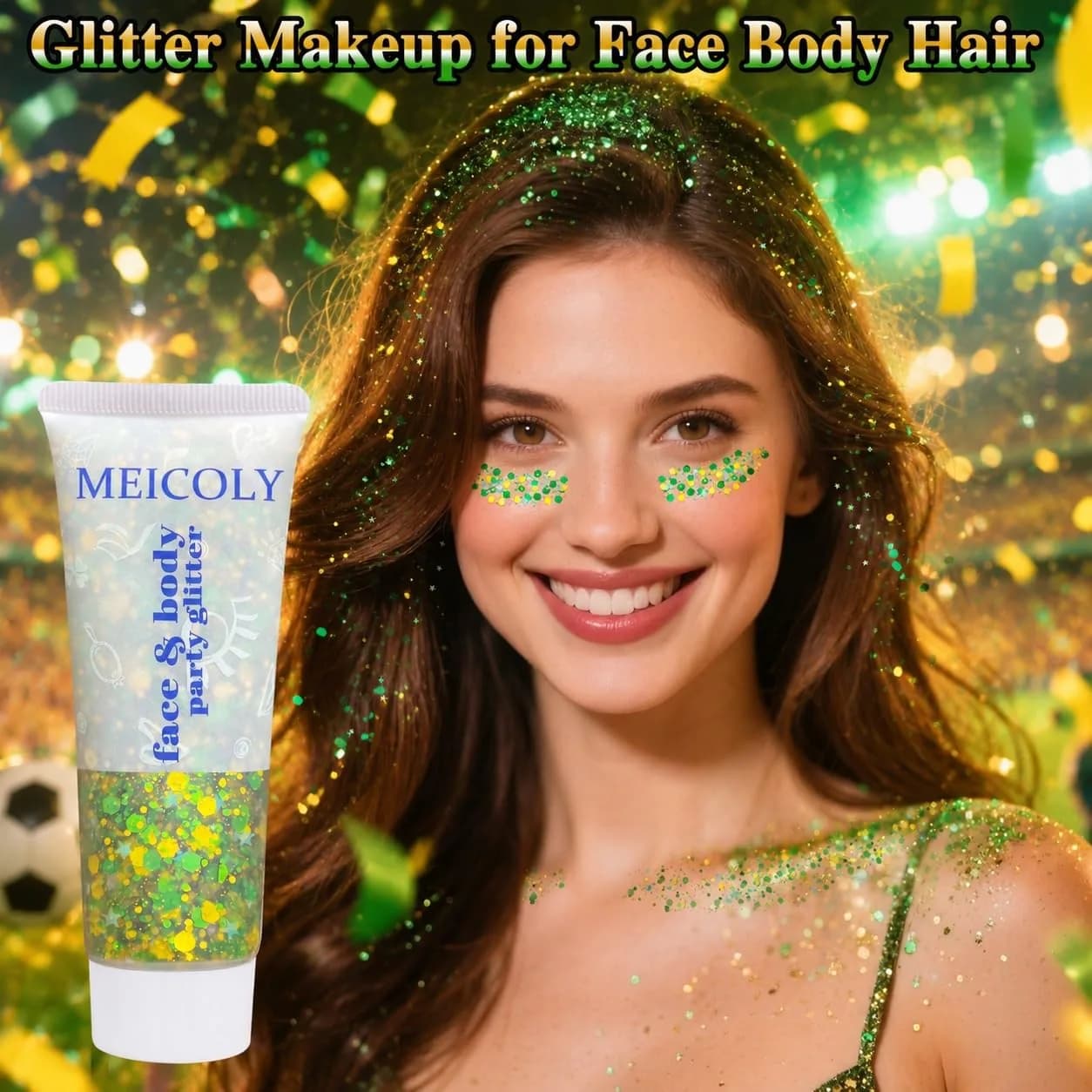 MEICOLY Green and Gold Body Glitter | 50ml (1.76 OZ) Sparkle for Festivals - view 7