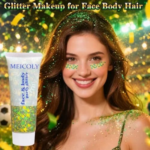 MEICOLY Green and Gold Body Glitter | 50ml (1.76 OZ) Sparkle for Festivals thumbnail 7