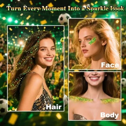 MEICOLY Green and Gold Body Glitter | 50ml (1.76 OZ) Sparkle for Festivals thumbnail 3