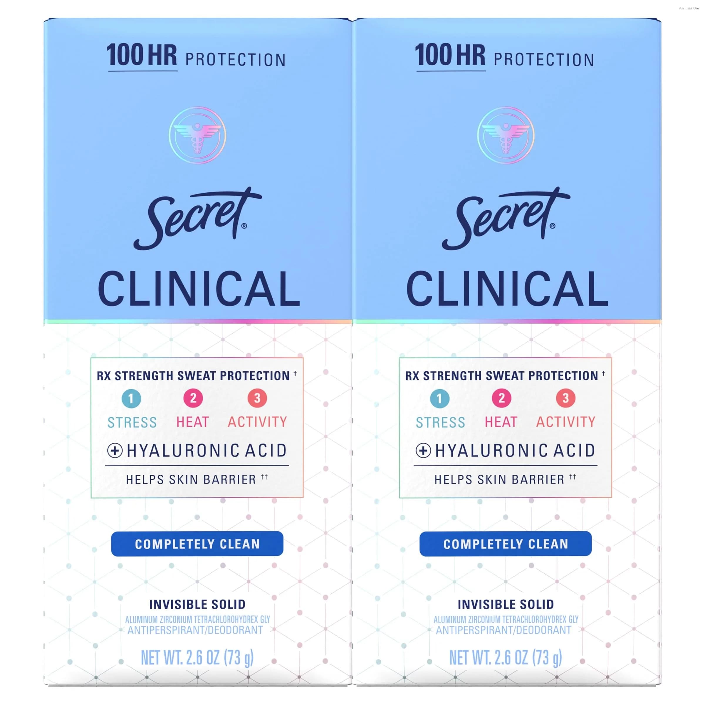 Secret Clinical Strength Invisible Solid Antiperspirant Deodorant for Women, Completely Clean Scent, 5.2 oz (Pack of 2) | 100-Hour Sweat & Odor Protection - main product image
