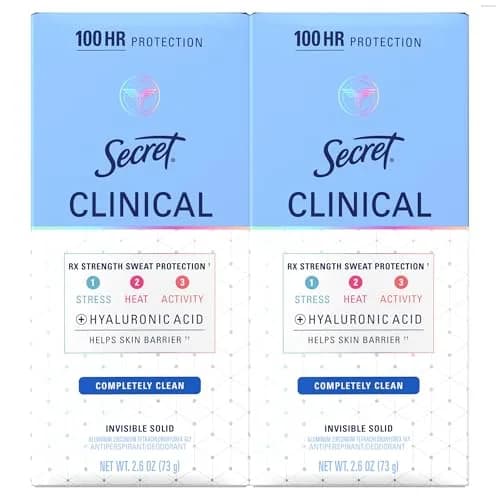 Secret Clinical Strength Invisible Solid Antiperspirant Deodorant for Women, Completely Clean Scent, 5.2 oz (Pack of 2) | 100-Hour Sweat & Odor Protection thumbnail 1