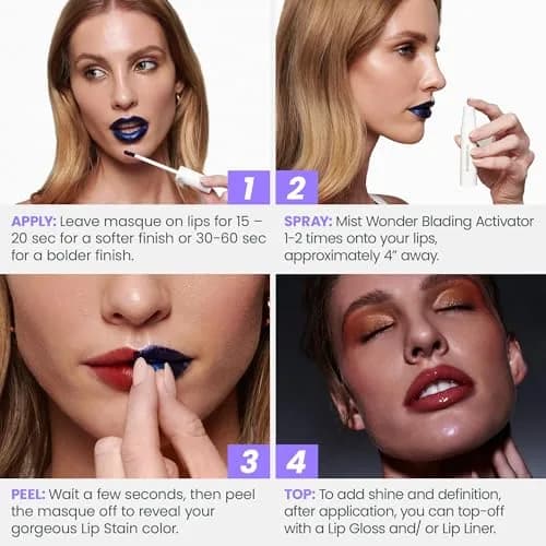 Wonderskin Wonder Blading Lip Stain Kit Demure 4ml (0.14 Fl Oz) | Long-Lasting, Waterproof, Peel-Off Lip Tint thumbnail 3