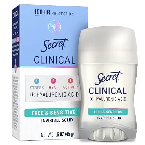 Secret Clinical Strength Invisible Solid Antiperspirant Deodorant for Women, Free & Sensitive, 47.3 ml (1.6 oz) | 100-Hour Sweat & Odor Protection thumbnail 1