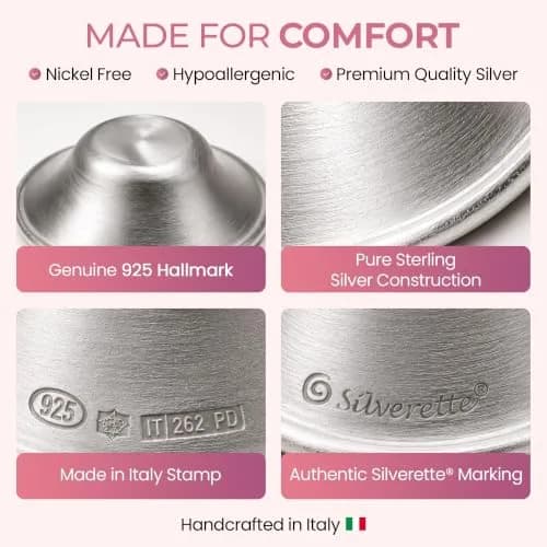 Silverette Sterling Silver Nursing Cups Large | FDA-Registered, Handmade in Italy thumbnail 6
