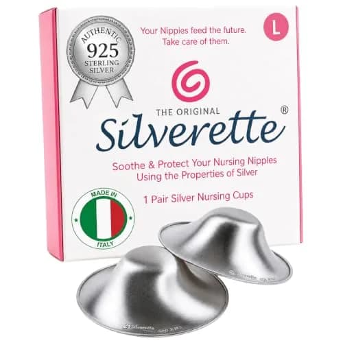 Silverette Sterling Silver Nursing Cups Large | FDA-Registered, Handmade in Italy thumbnail 1
