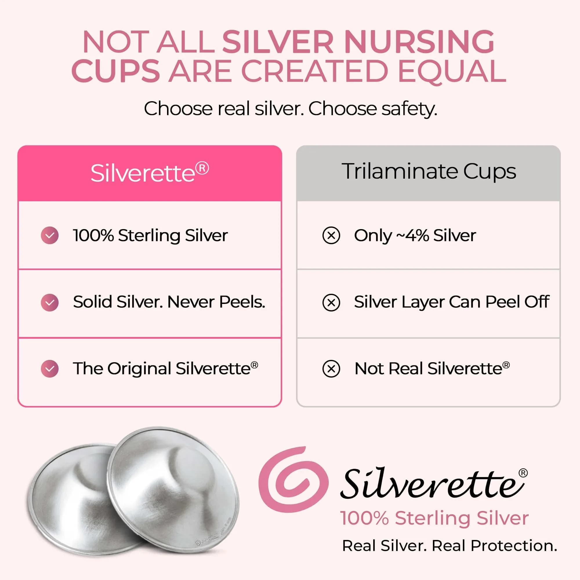 Silverette Sterling Silver Nursing Cups Large | FDA-Registered, Handmade in Italy - view 2