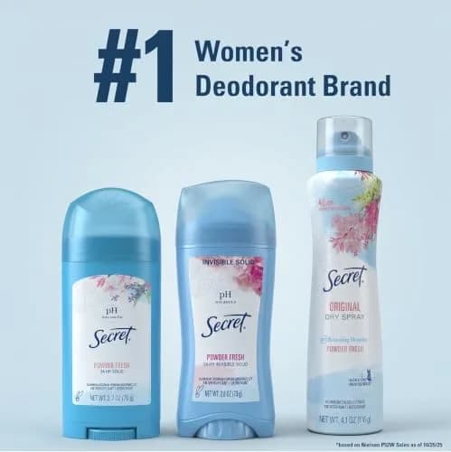 Secret Invisible Solid Antiperspirant Deodorant for Women, Shower Fresh, 2.6 oz (Pack of 4) | 24hr Sweat & Odor Protection thumbnail 9