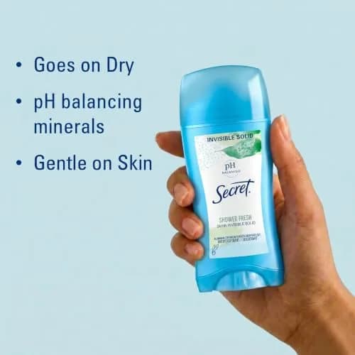 Secret Invisible Solid Antiperspirant Deodorant for Women, Shower Fresh, 2.6 oz (Pack of 4) | 24hr Sweat & Odor Protection thumbnail 2