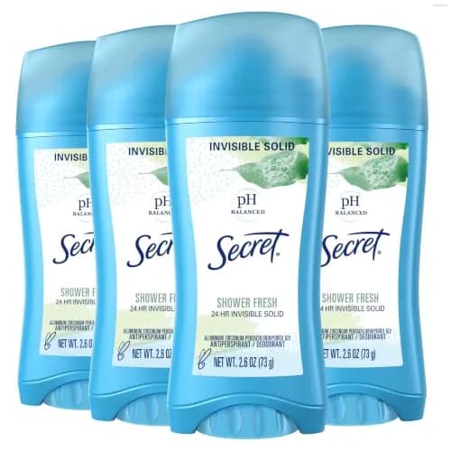 Secret Antiperspirant Deodorant for Women, Invisible Solid, 24 Hour Protection, pH Balanced, Shower Fresh Scent, 75g (2.6 oz) — Shower Fresh / 2.6 Ounce