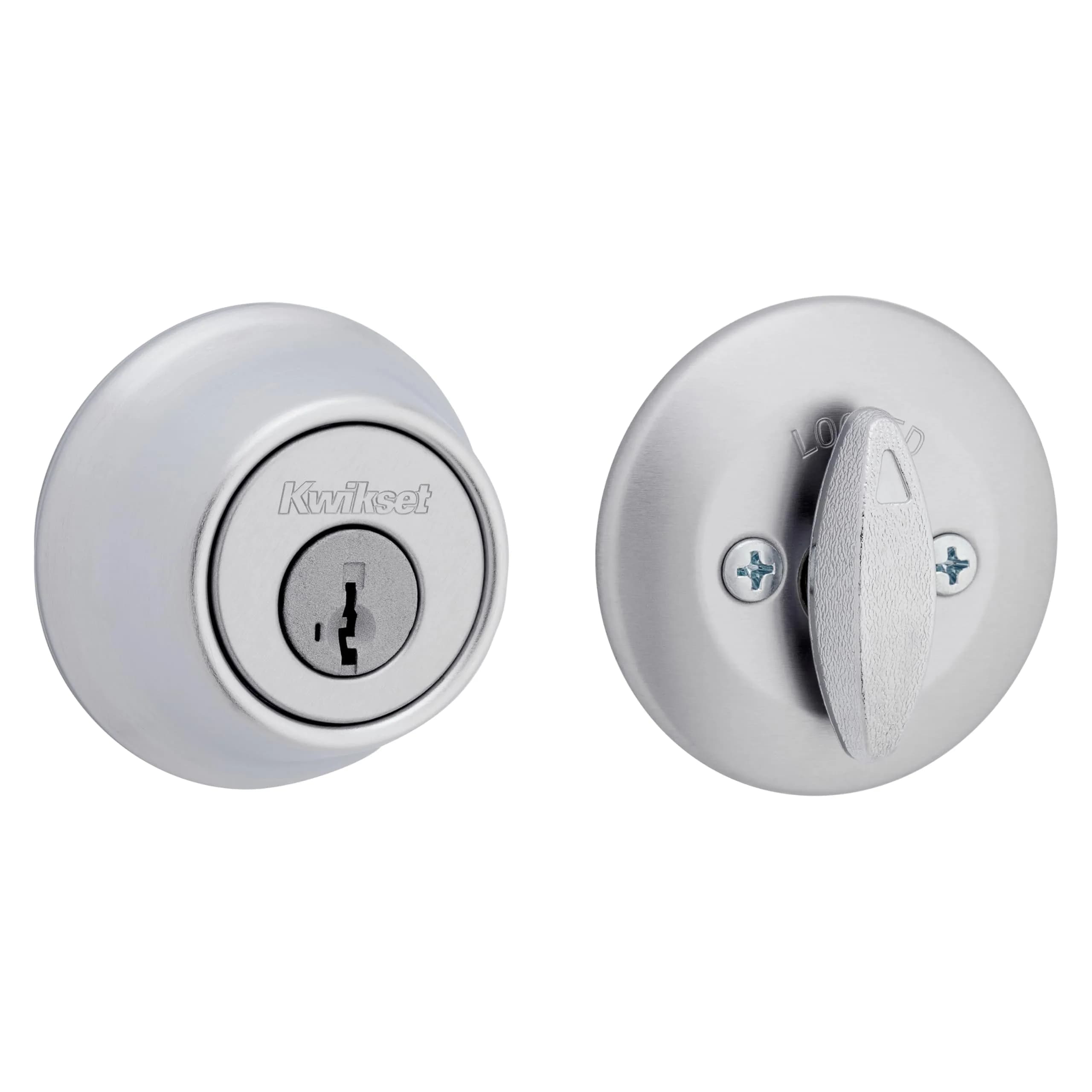 Kwikset 660 Single Cylinder Deadbolt with SmartKey, Satin Chrome Round Front Entry Door Lock - main product image