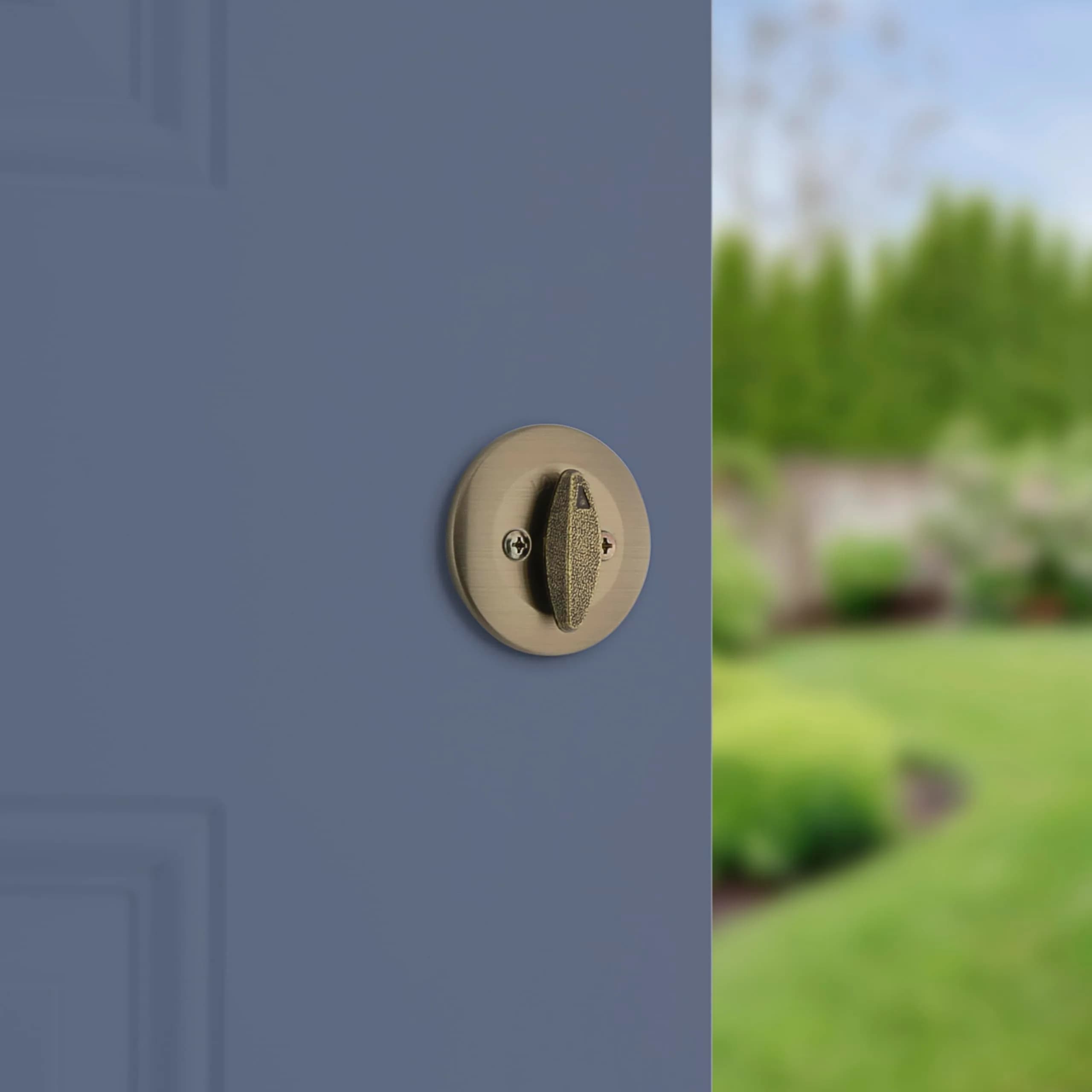Kwikset 660 Single Cylinder Deadbolt, Antique Brass Round Exterior Keyed Entry thumbnail 3