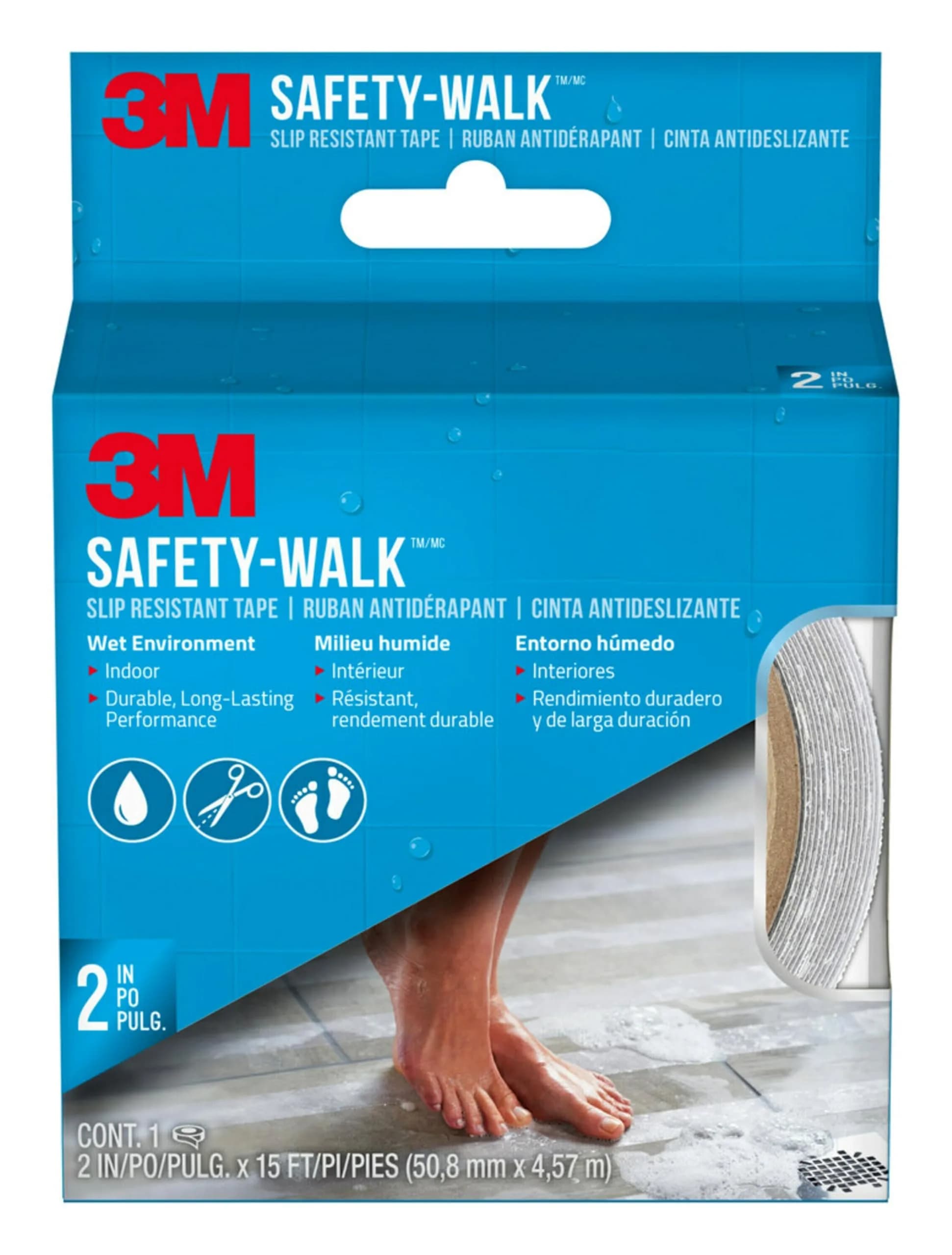 3M Safety-Walk Clear Anti-Slip Tape 2 in x 15 ft (Pack of 3) | Secure Grip for Wet Areas - view 6