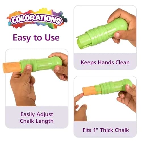 Colorations Dust-Lite Washable Sidewalk Chalk 50 Pieces + Jumbo Chalk Holder Set of 6 | Outdoor Art Kit for Kids, Washable Chalk with Grip Holders, Sidewalk Drawing Set thumbnail 4