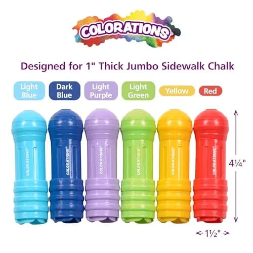 Colorations Dust-Lite Washable Sidewalk Chalk 50 Pieces + Jumbo Chalk Holder Set of 6 | Outdoor Art Kit for Kids, Washable Chalk with Grip Holders, Sidewalk Drawing Set thumbnail 3