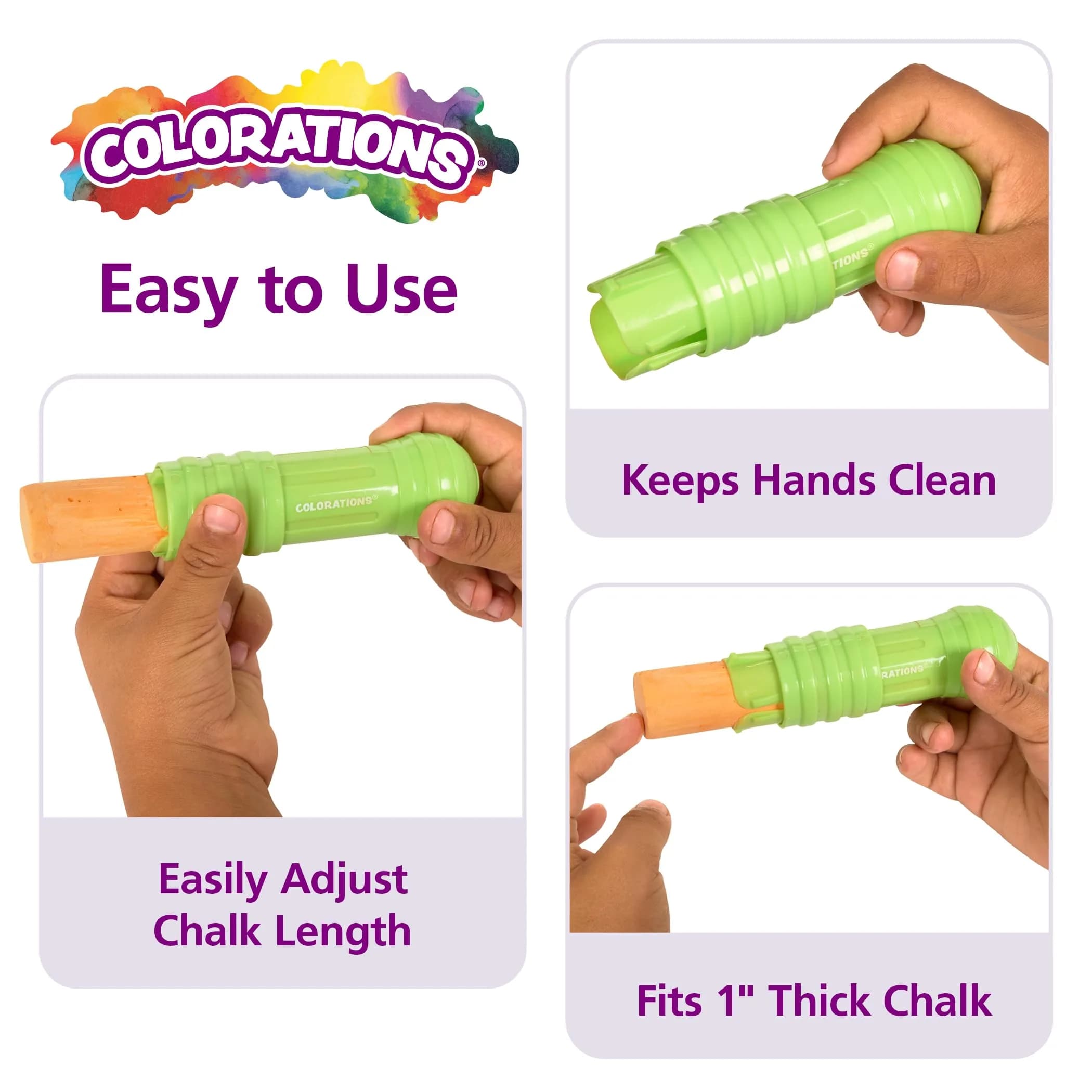 Colorations Dust-Lite Washable Sidewalk Chalk 50 Pieces + Jumbo Chalk Holder Set of 6 | Outdoor Art Kit for Kids, Washable Chalk with Grip Holders, Sidewalk Drawing Set - view 4