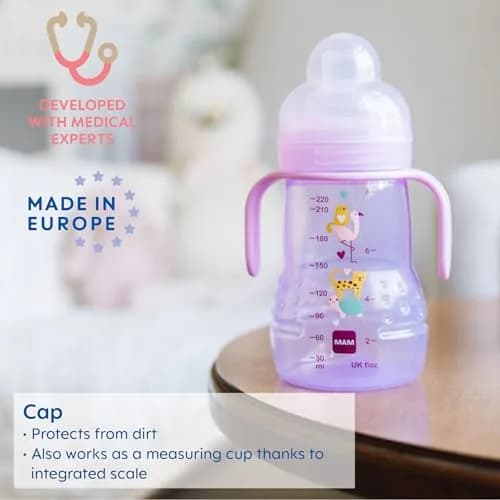 MAM Trainer Sippy Cup for Toddlers 1-3 Years, 237ml (8 oz) | Spill-Free & BPA-Free Drinking Cup with Non-Slip Handles thumbnail 4