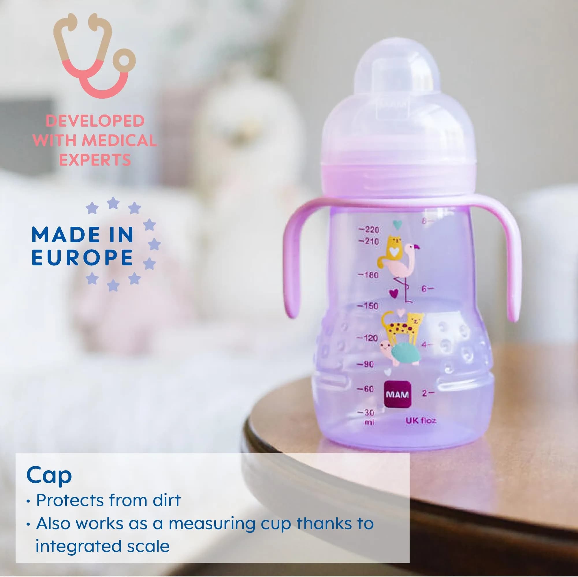MAM Trainer Sippy Cup for Toddlers 1-3 Years, 237ml (8 oz) | Spill-Free & BPA-Free Drinking Cup with Non-Slip Handles - view 4