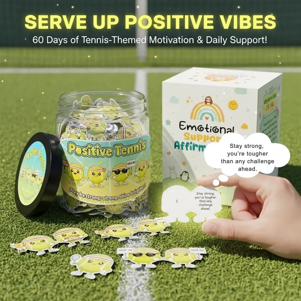 DEARMINE Positive Tennis Jar with 60 Affirmation Cards | Daily Encouragement & Focus - view 2