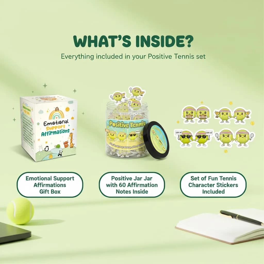 DEARMINE Positive Tennis Jar with 60 Affirmation Cards | Daily Encouragement & Focus - view 4