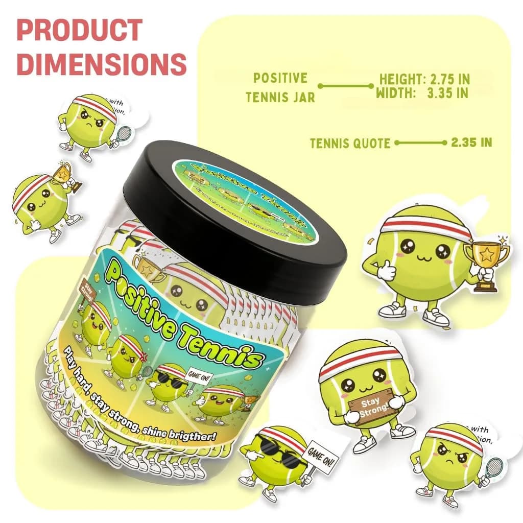DEARMINE Positive Tennis Jar with 60 Affirmation Cards | Daily Encouragement & Focus - view 8