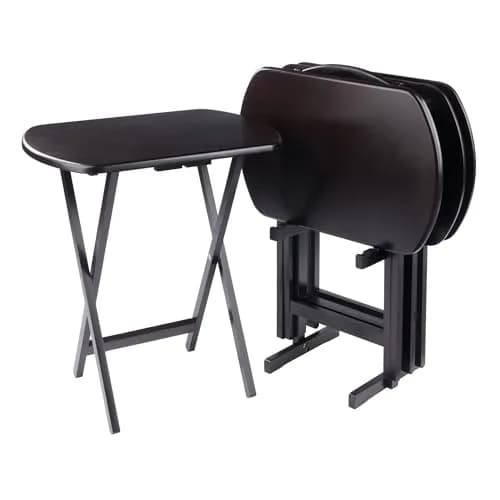 Winsome Corbett Set of 4 Oversized Foldable Snack Tables with Storage Rack | Space-Saving & Durable thumbnail 1