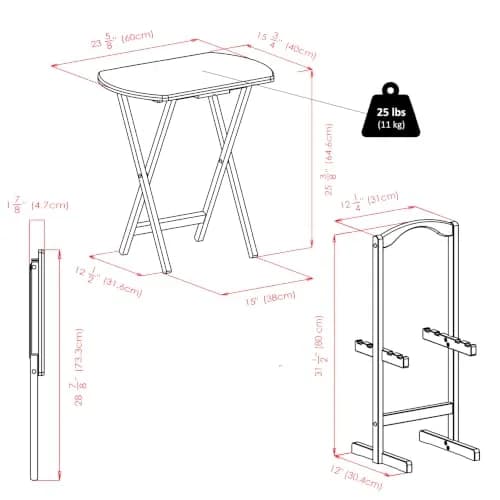 Winsome Corbett Set of 4 Oversized Foldable Snack Tables with Storage Rack | Space-Saving & Durable thumbnail 6
