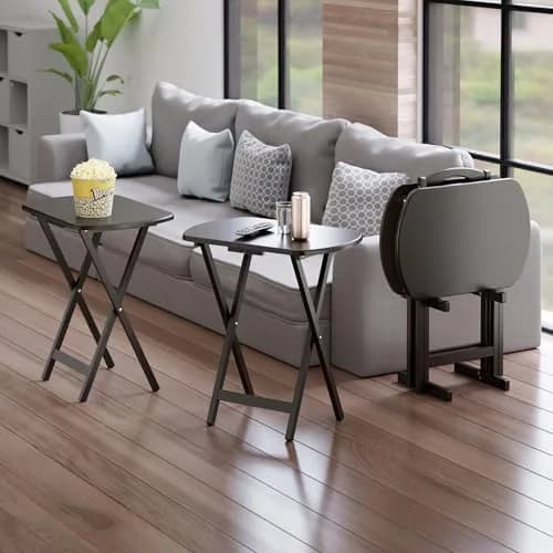 Winsome Corbett Set of 4 Oversized Foldable Snack Tables with Storage Rack | Space-Saving & Durable thumbnail 3