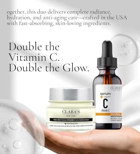 CLARA'S NEW YORK Vitamin C Serum & Moisturizing Cream Duo 1 fl oz & 50 ml | Hydrating & Nourishing Daily Skincare Set thumbnail 2