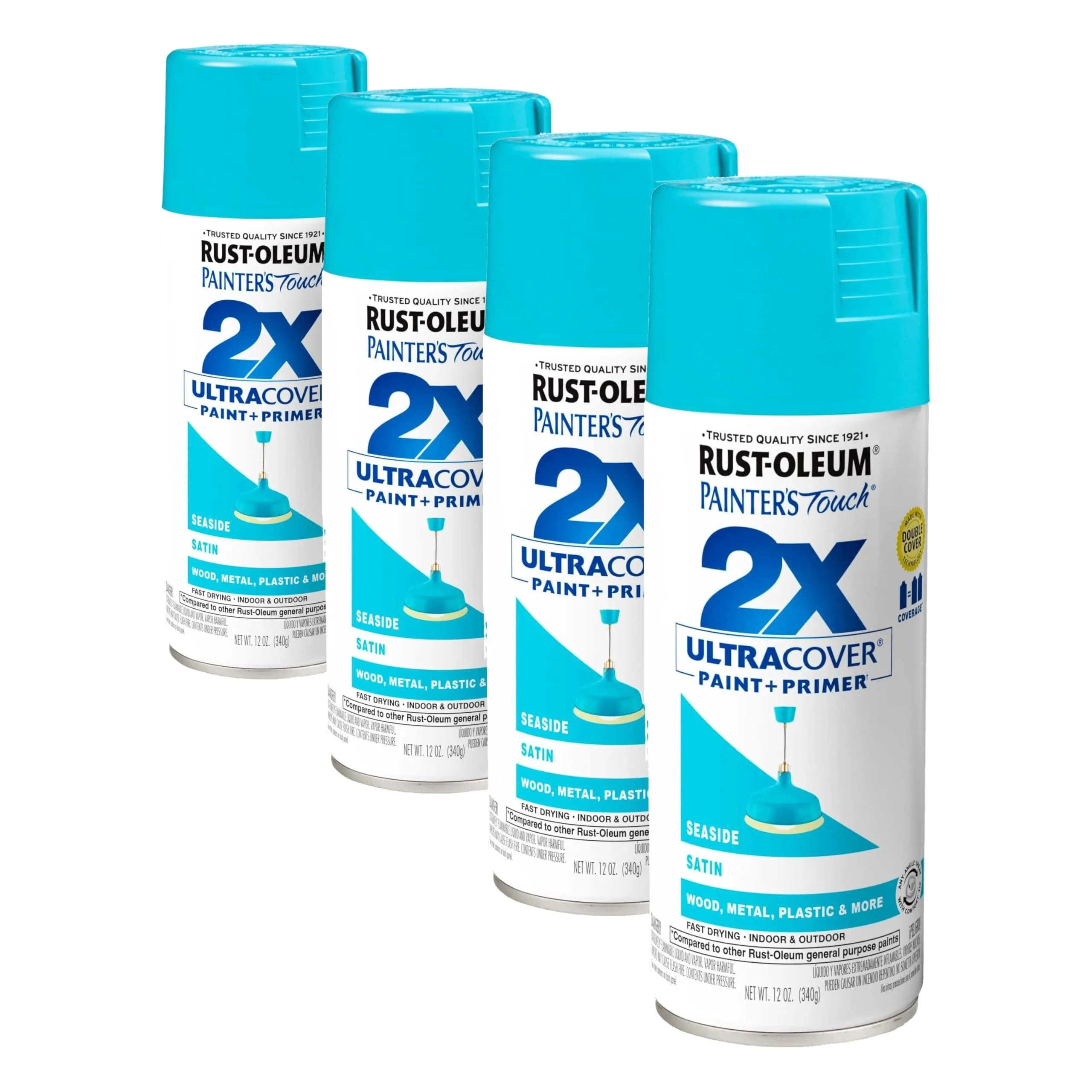 Rust-Oleum Painter's Touch 2X Satin Seaside Spray Paint, 12 Oz (Pack of 4) - main product image