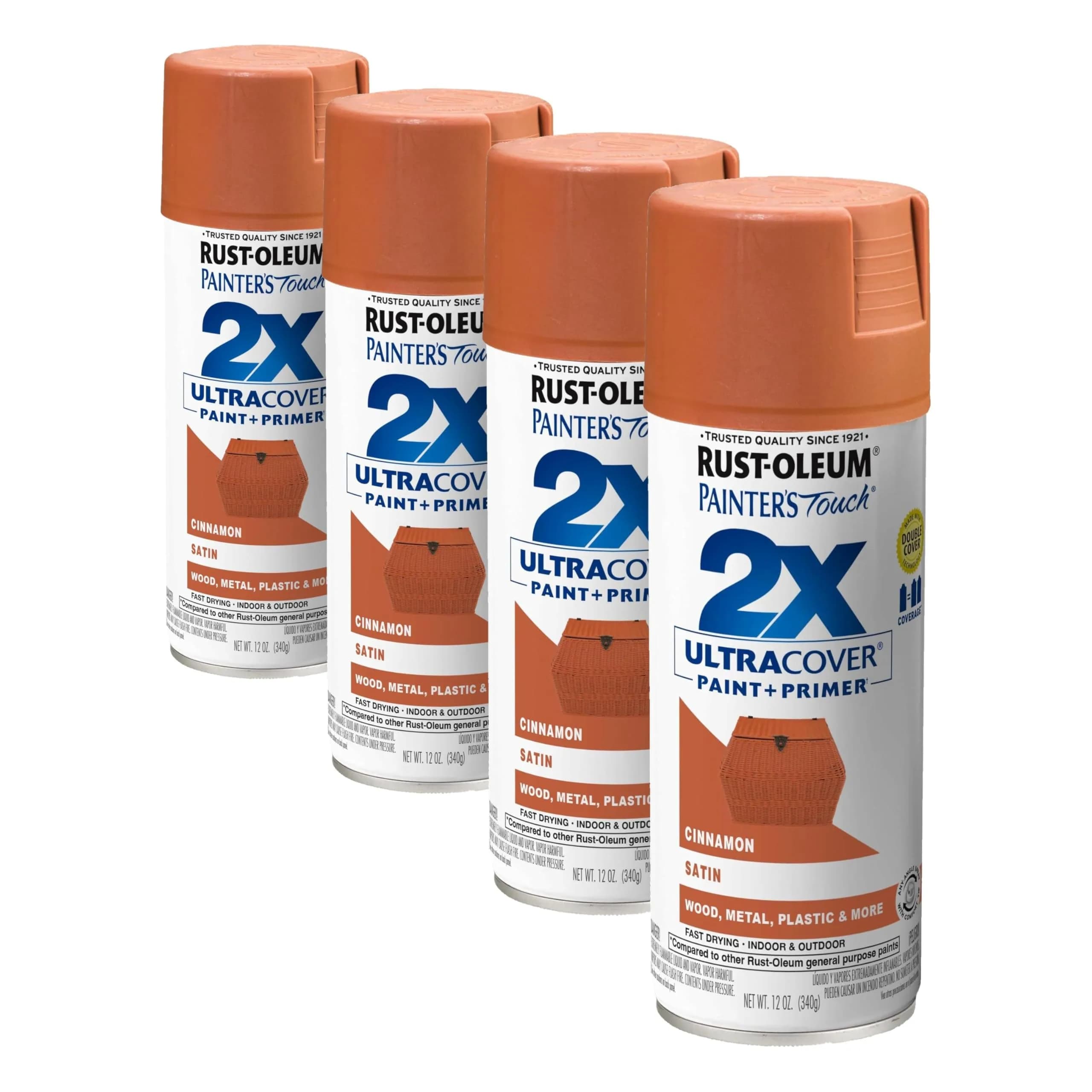 Rust-Oleum Painter's Touch 2X Satin Cinnamon Spray Paint, 12 Oz (4 Pack) - main product image
