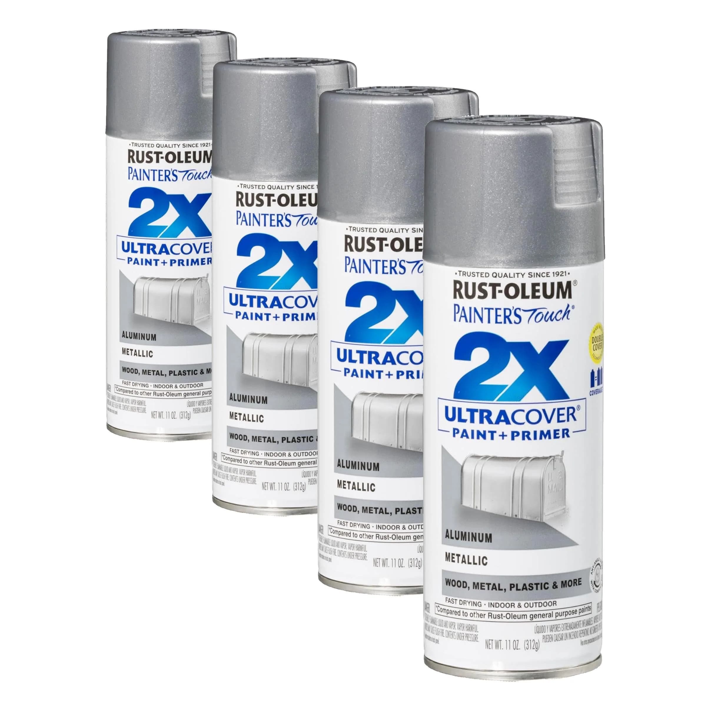 Rust-Oleum Painter's Touch 2X Satin Metallic Aluminum Spray Paint, 11 Oz (4 Pack) - main product image