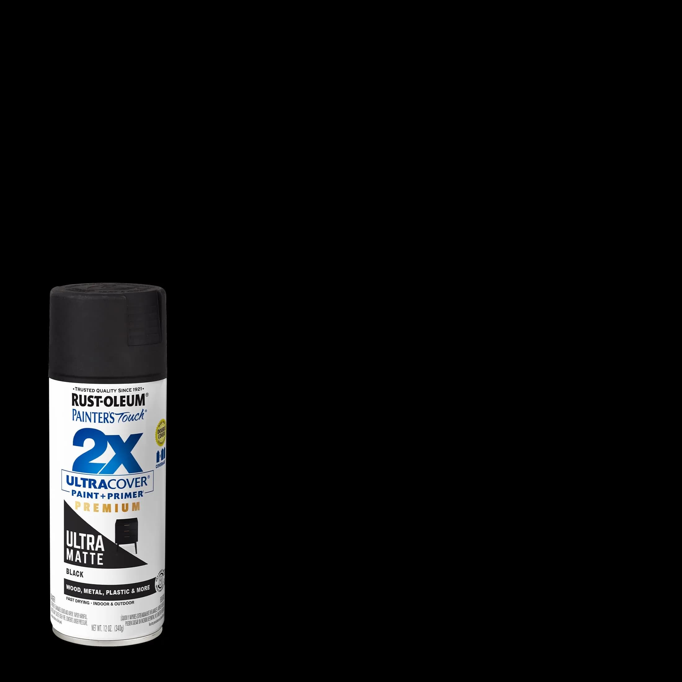 Rust-Oleum Painter's Touch 2X Ultra Cover Spray Paint, Ultra Matte Black - 12 Ounce (4 Pack) - view 2