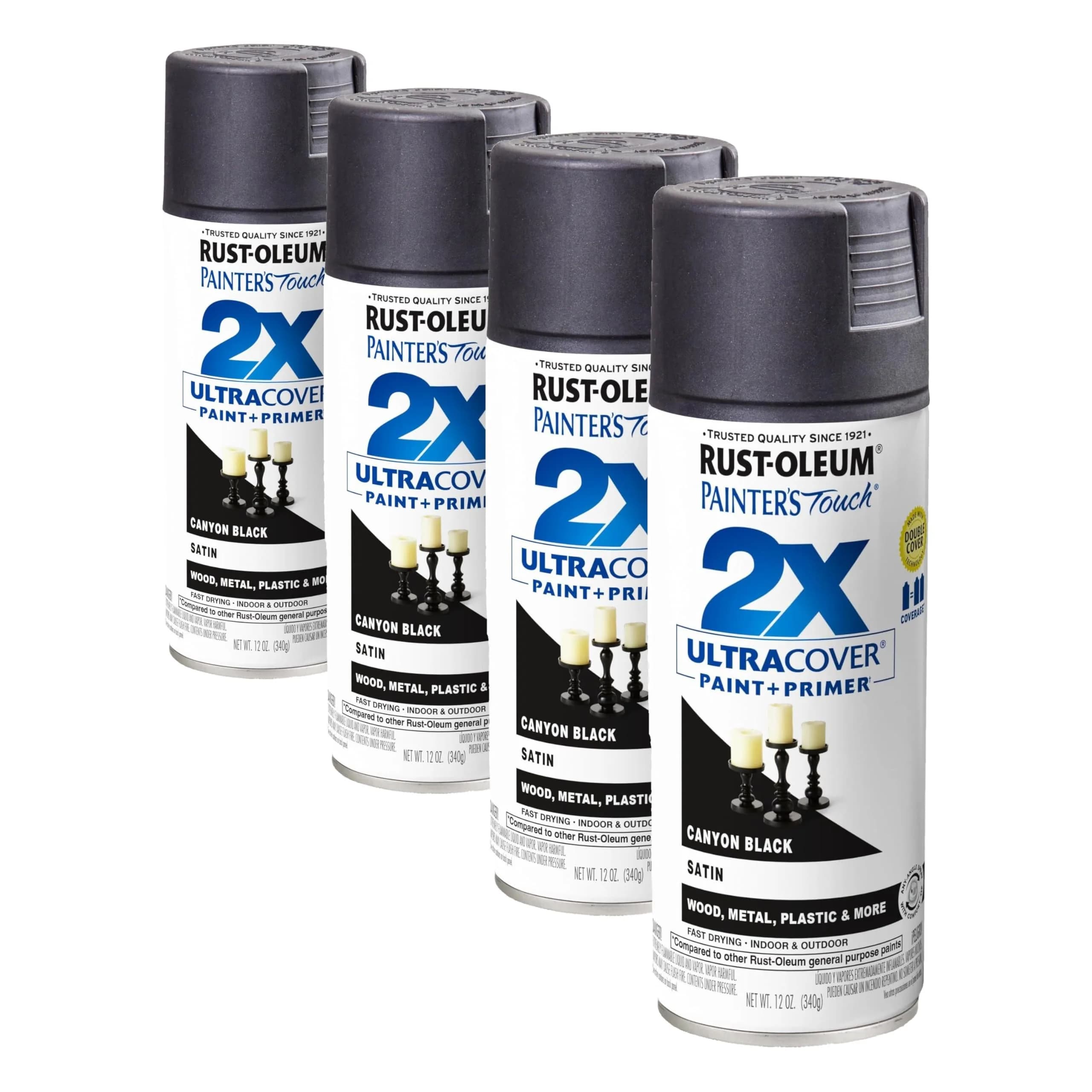 Rust-Oleum Painter's Touch 2X Satin Canyon Black Spray Paint - 12 Oz (4 Pack) - main product image