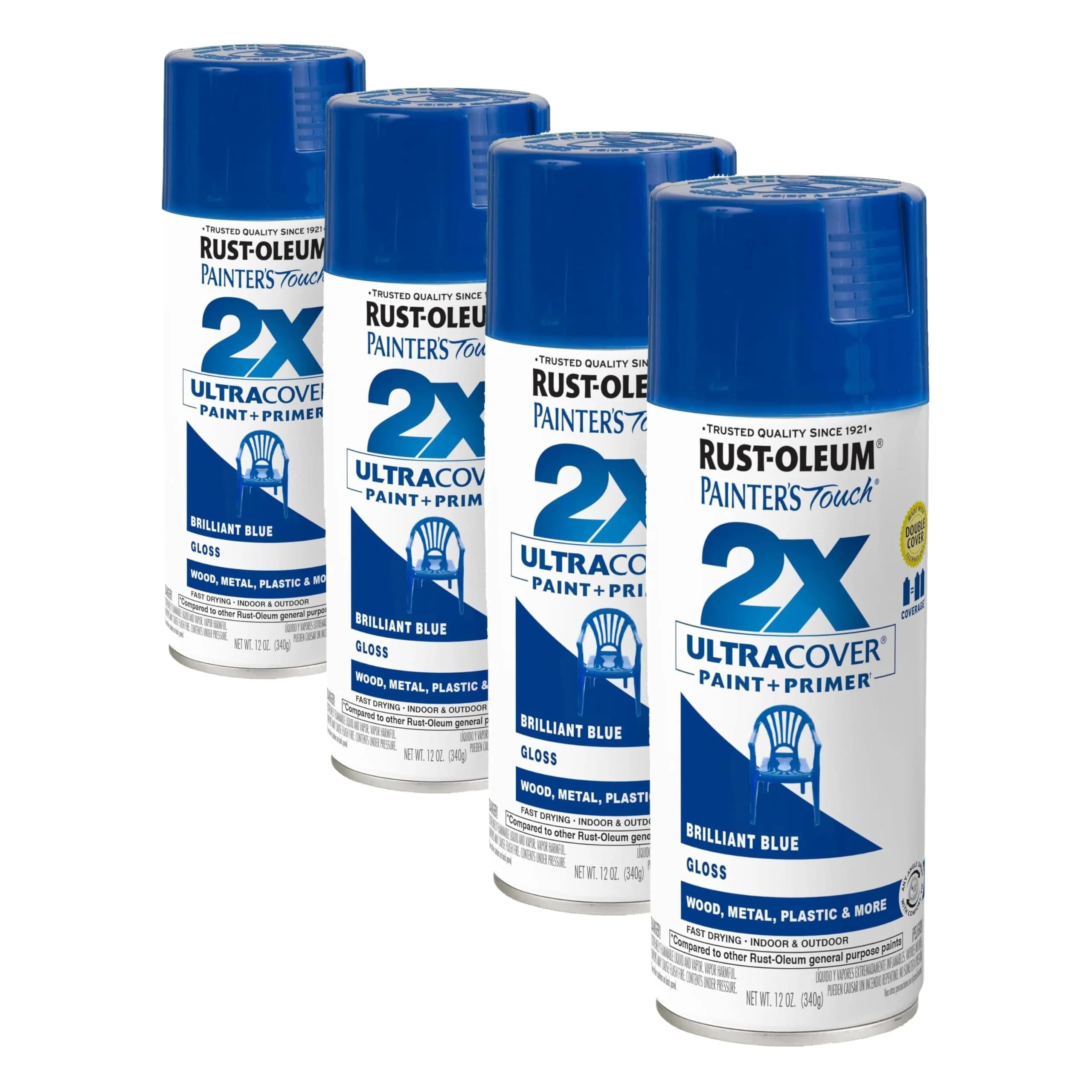 Rust-Oleum Painter's Touch 2X Ultra Cover Spray Paint - Gloss Brilliant Blue, 12 Oz (Pack of 4) - main product image