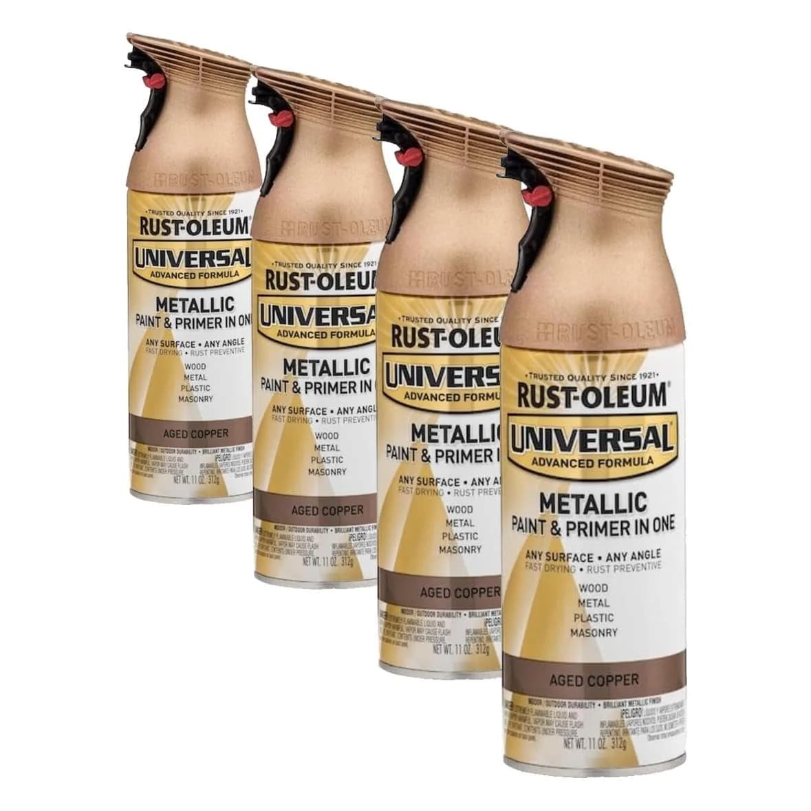Rust-Oleum Universal All Surface Aged Copper Metallic Clear Topcoat Spray, 11 oz (Pack of 4) - main product image