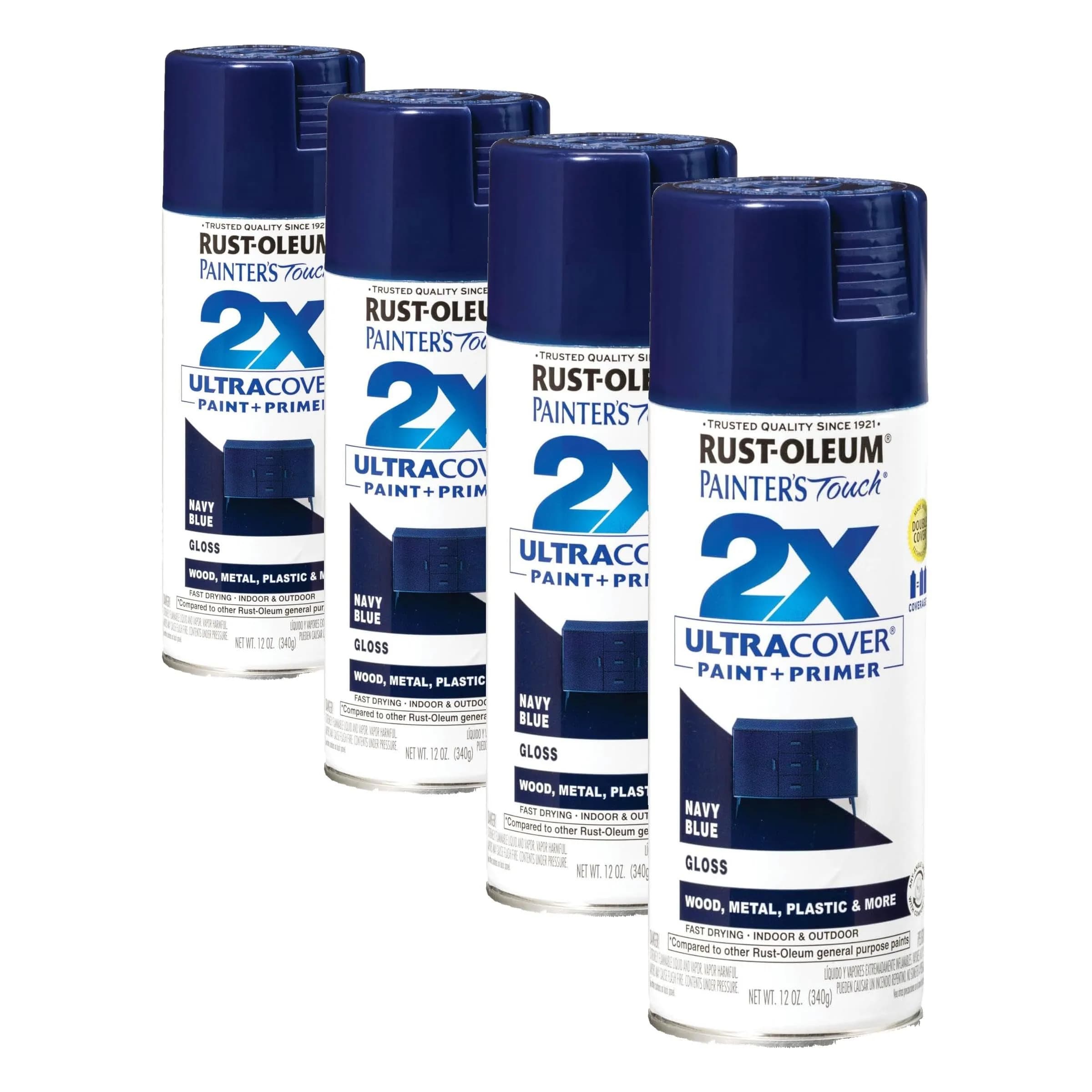 Rust-Oleum Painter's Touch 2X Ultra Cover Gloss Navy Blue Spray Paint - 12 Oz, 4 Pack - main product image