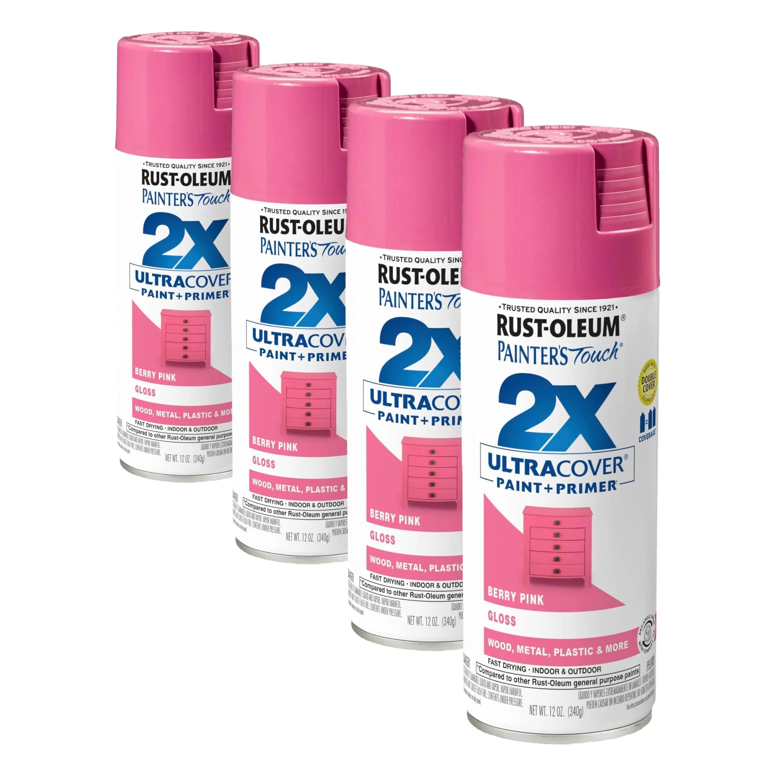 Rust-Oleum Painter's Touch 2X Ultra Cover Spray Paint, Gloss Berry Pink, 12 Oz (Pack of 4) - main product image