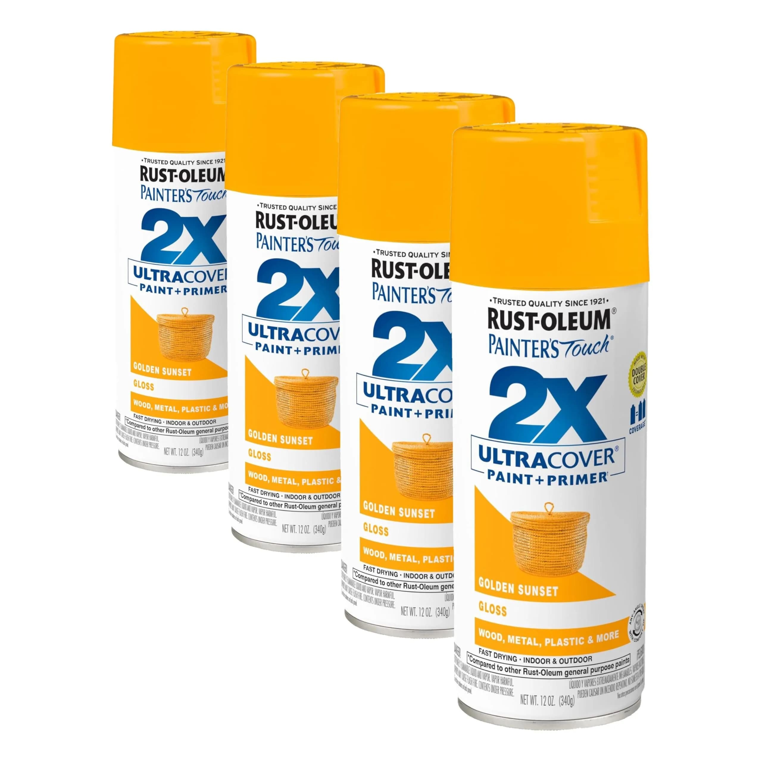 Rust-Oleum Painter's Touch 2X Ultra Cover Spray Paint, Gloss Golden Sunset, 12 Oz (Pack of 4) - main product image