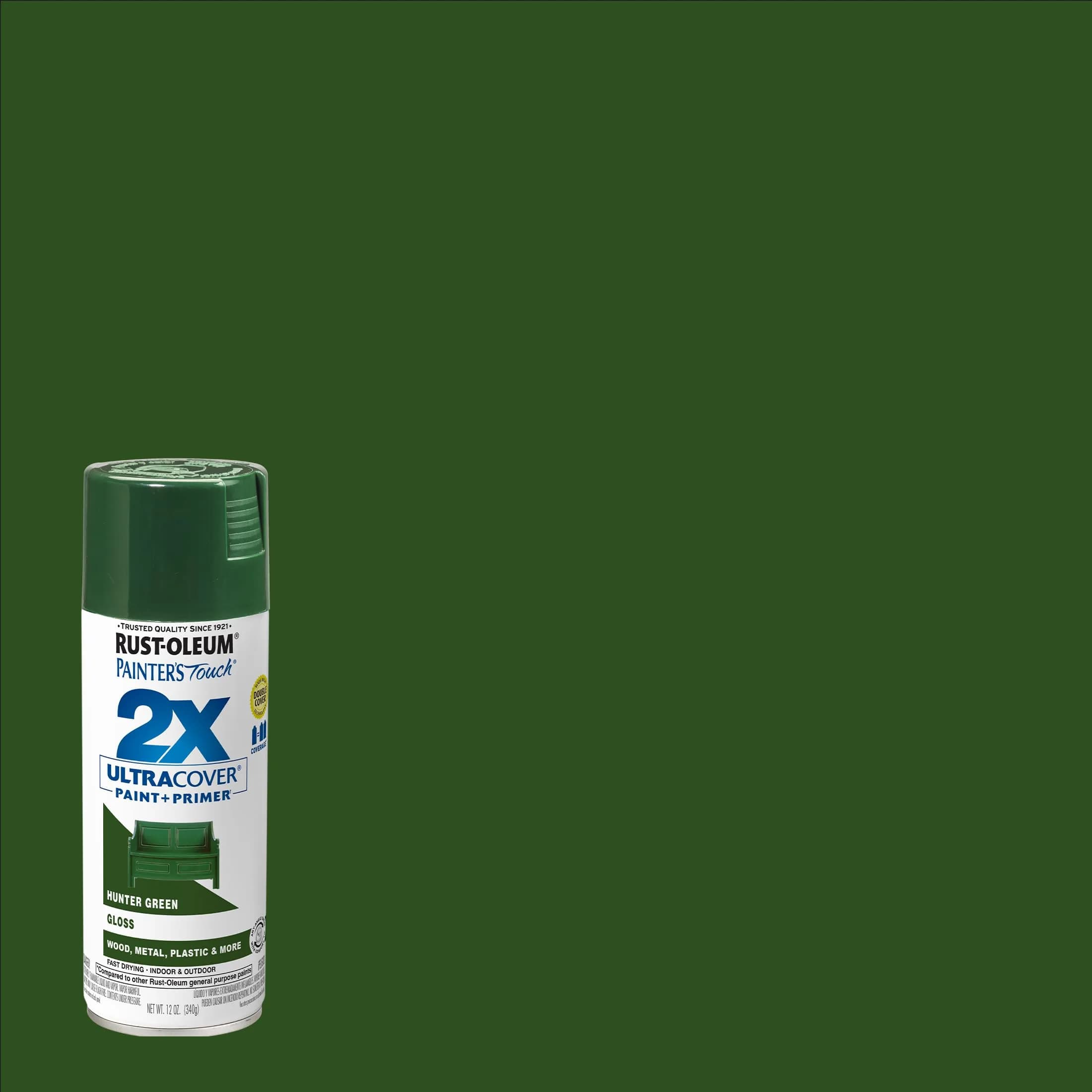 Rust-Oleum Painter's Touch 2X Ultra Cover Spray Paint, Gloss Hunter Green, 12 Oz (Pack of 4) - view 2