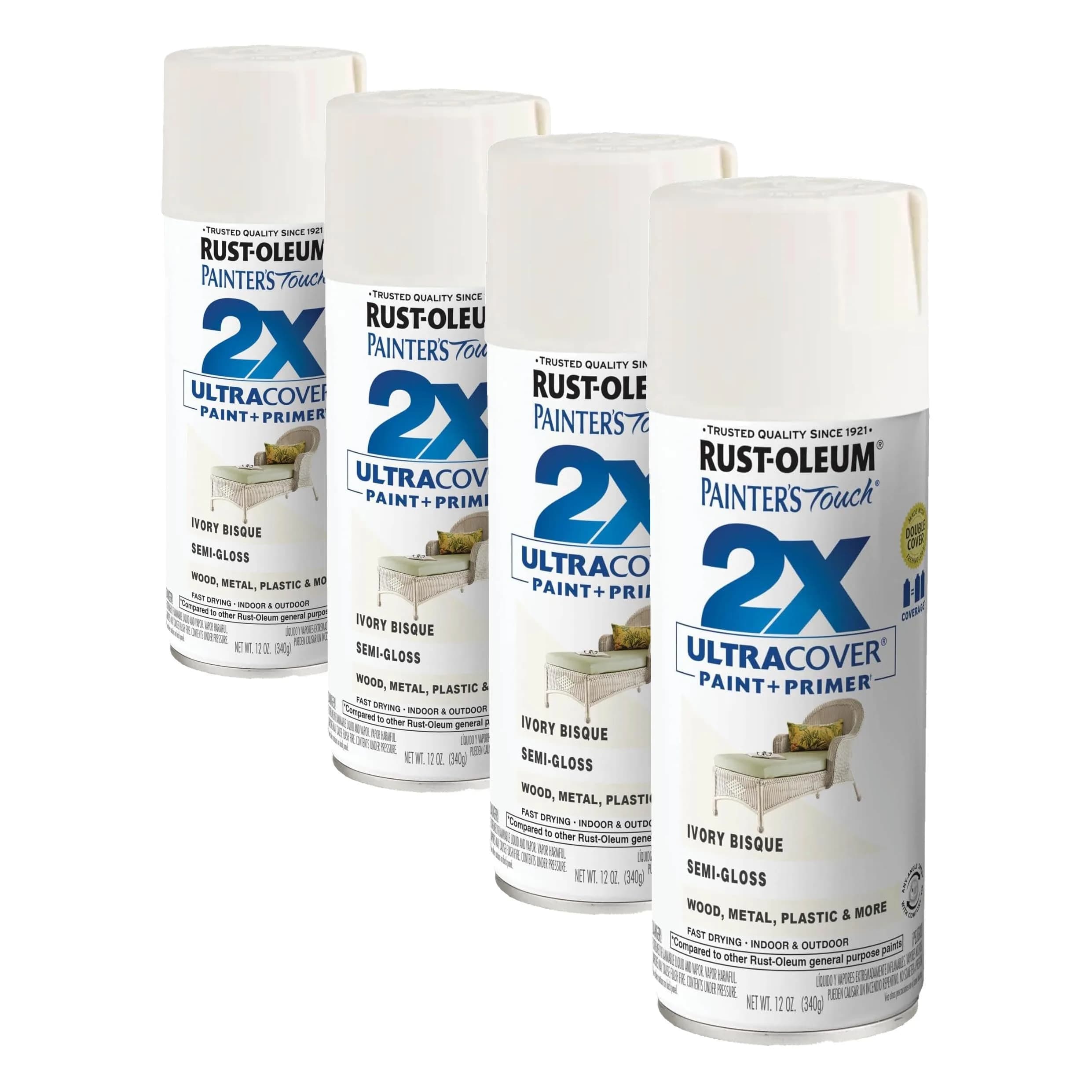Rust-Oleum Painter's Touch 2X Semi-Gloss Ivory Bisque Spray Paint, 12 Oz (4 Pack) - main product image